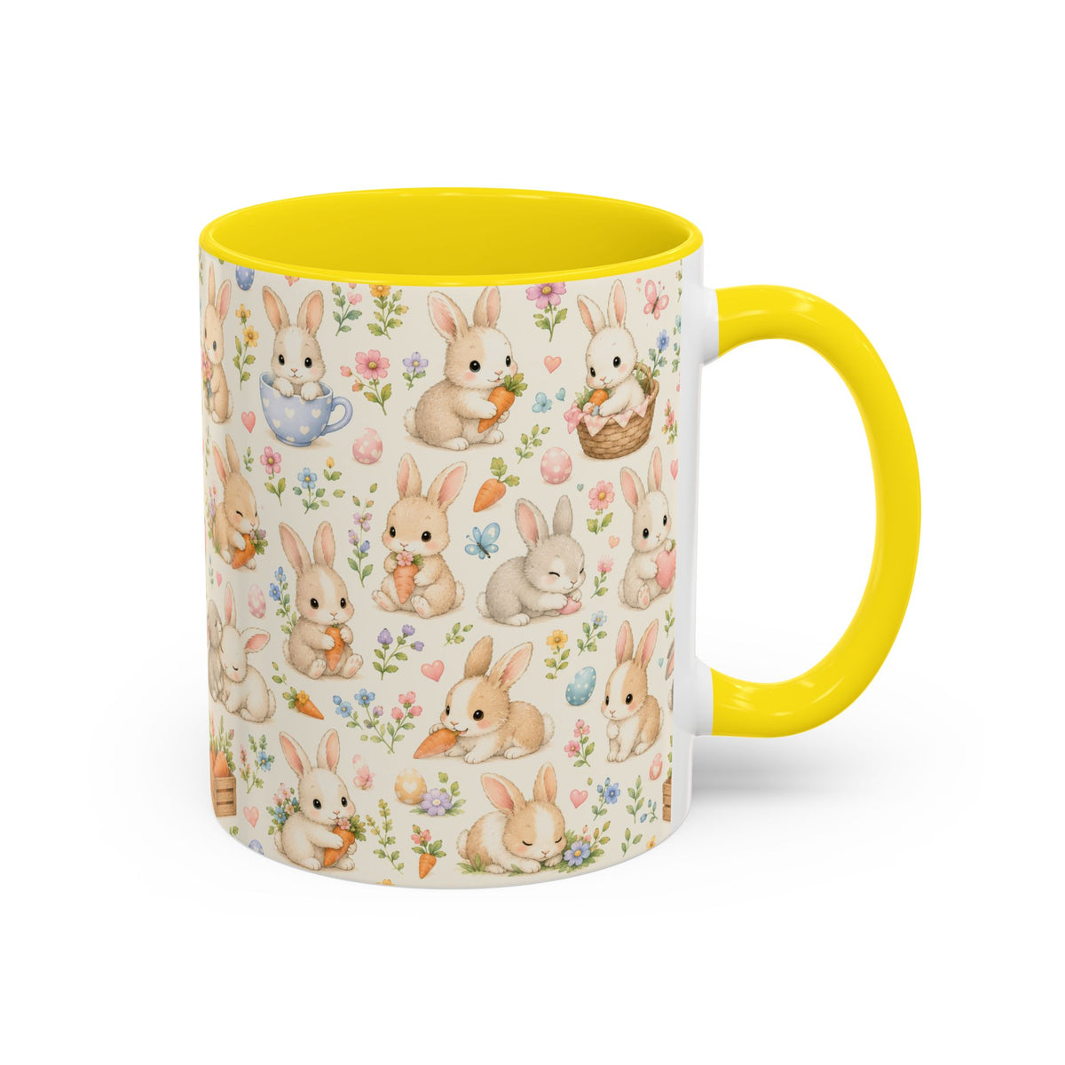Accent Coffee Mug  (11/15 oz) - Pastel Bunny Garden Easter