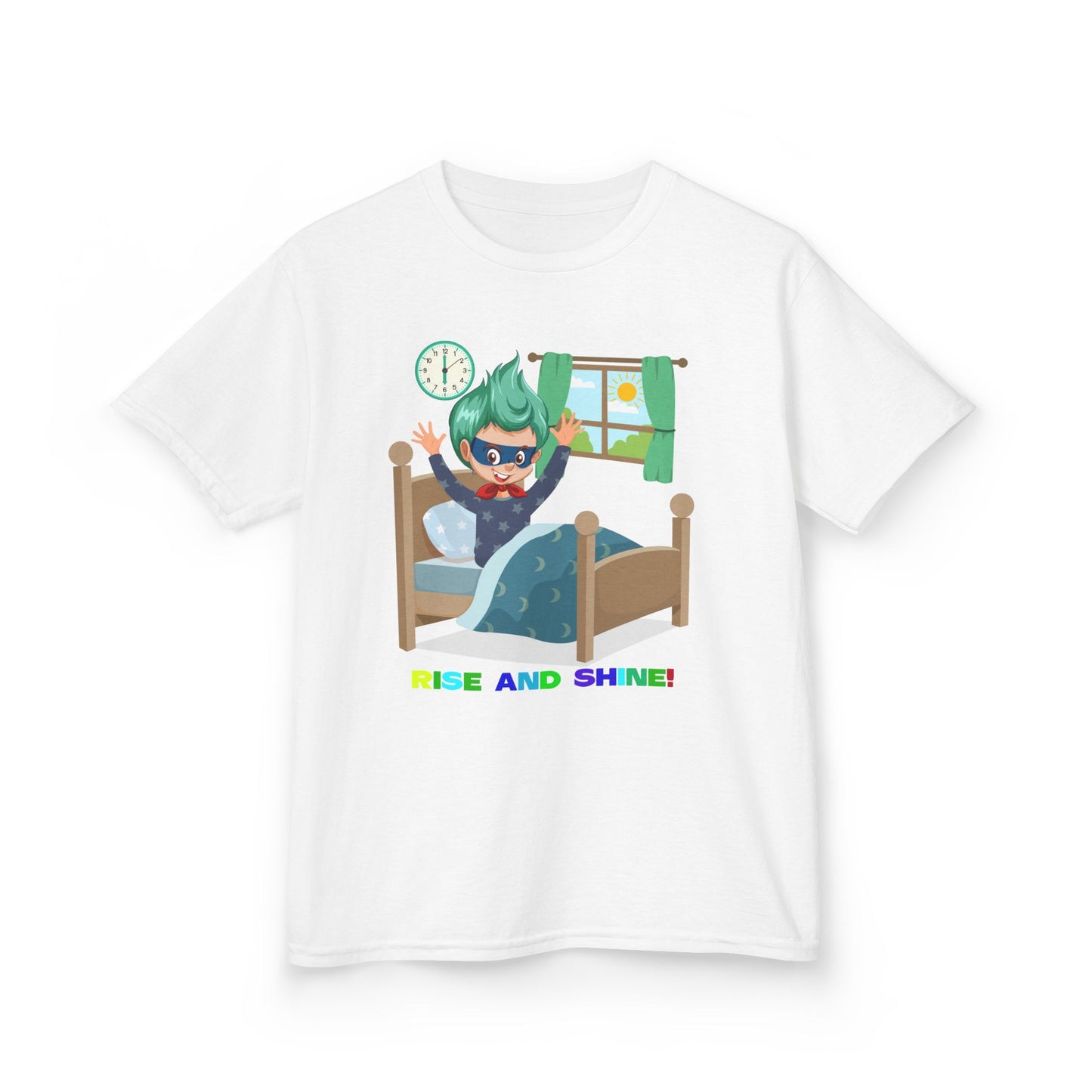 Kids Heavy Cotton™ Tee - Super kiddo teaches us to wake up early - [[{"value":"Wonderwear Kid"}]]