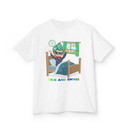 Kids Heavy Cotton™ Tee - Super kiddo teaches us to wake up early - [[{"value":"Wonderwear Kid"}]]
