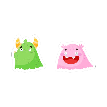 Kiss-Cut Vinyl Decals - Green and pink monsters Printify