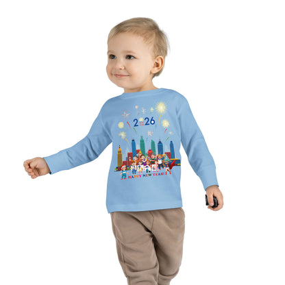Toddler Long Sleeve Tee - Happy new year with fireworks - [[{"value":"Wonderwear Kid"}]]