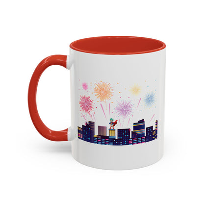 Accent Coffee Mug - Super kiddo with fireworks - [[{"value":"Wonderwear Kid"}]]
