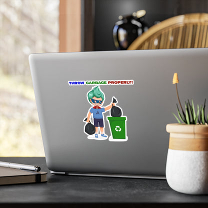 Halloween Kiss-Cut Vinyl Decals – Super kiddo taking trash out - [[{"value":"Wonderwear Kid"}]]