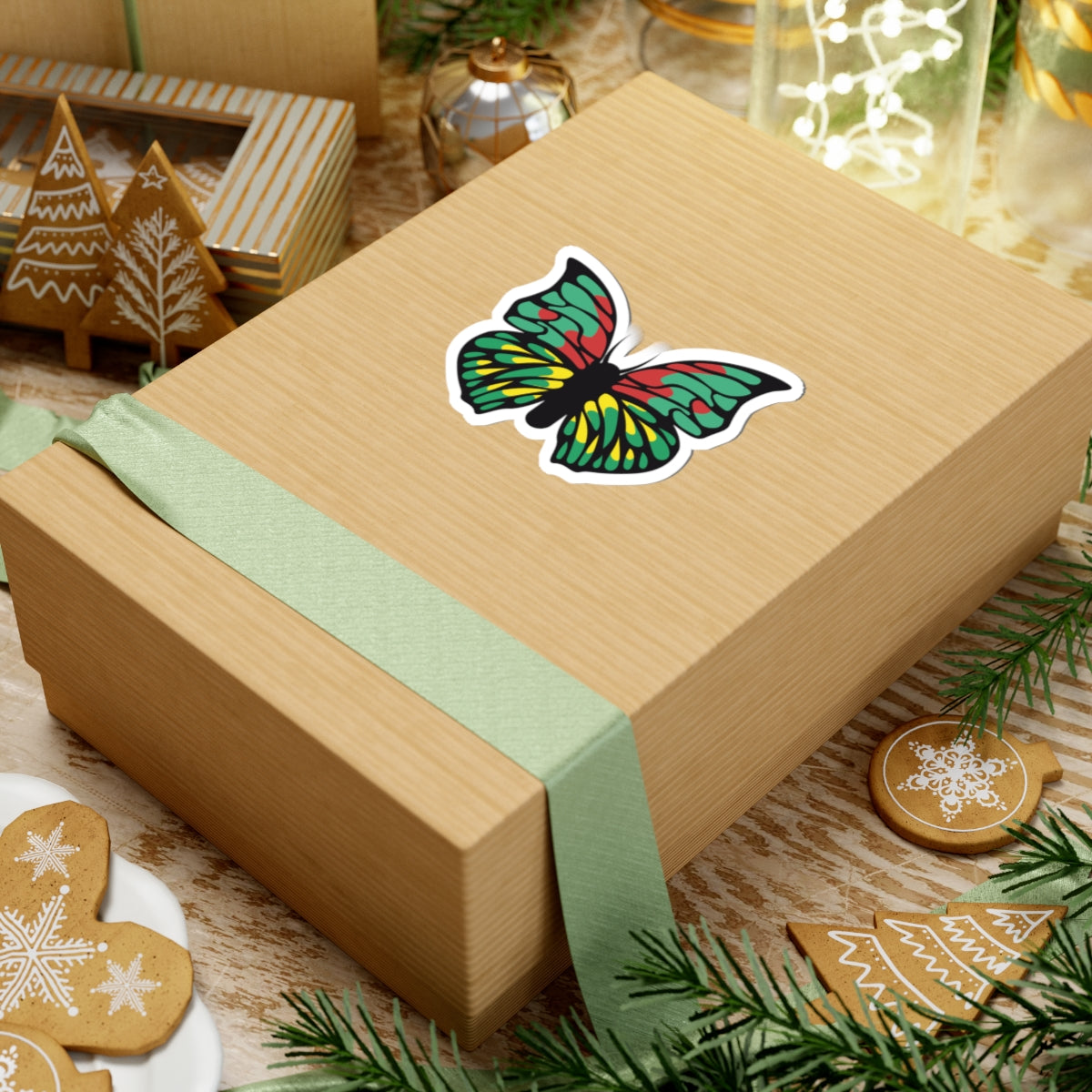 Kiss-Cut Stickers - Green butterfly
