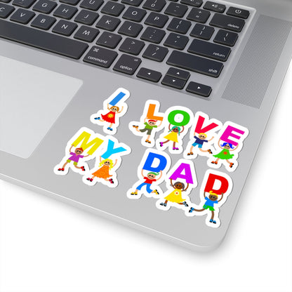 Kiss-Cut Vinyl Decals - Kids showing i love my dad Printify