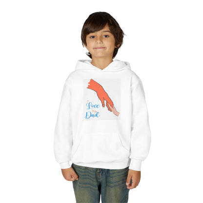 Youth Heavy Blend Hooded Sweatshirt -  Child and dad holding hands Printify