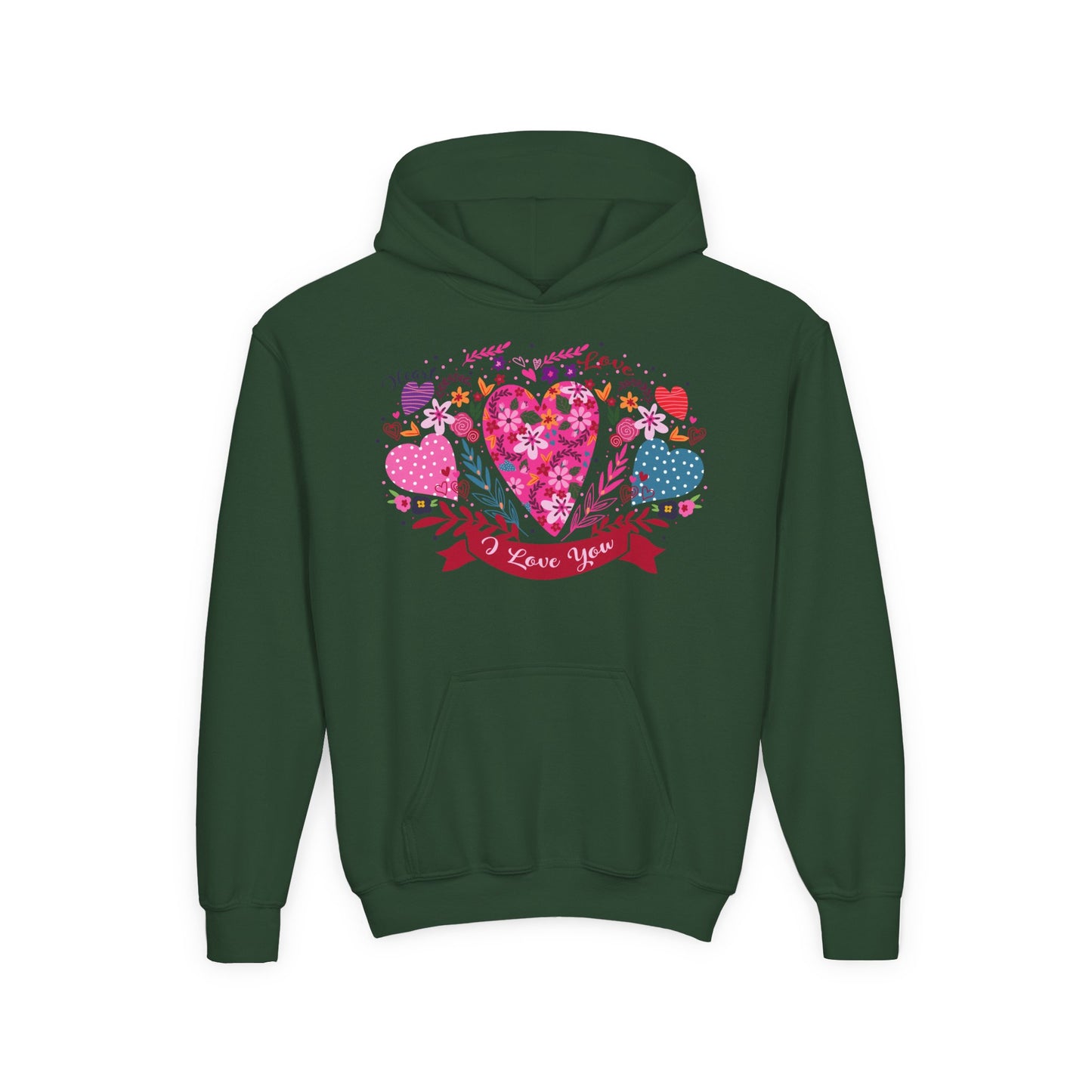 Youth Heavy Blend Hooded Sweatshirt - I love you