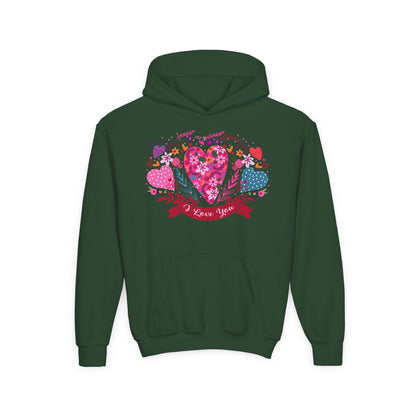 Youth Heavy Blend Hooded Sweatshirt - I love you Printify