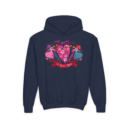 Youth Heavy Blend Hooded Sweatshirt - I love you Printify