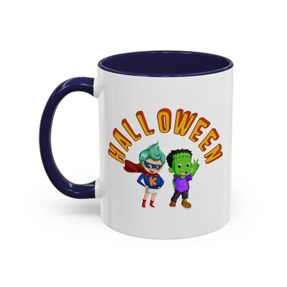 Accent Coffee Mug - Holloween with super kiddo Printify