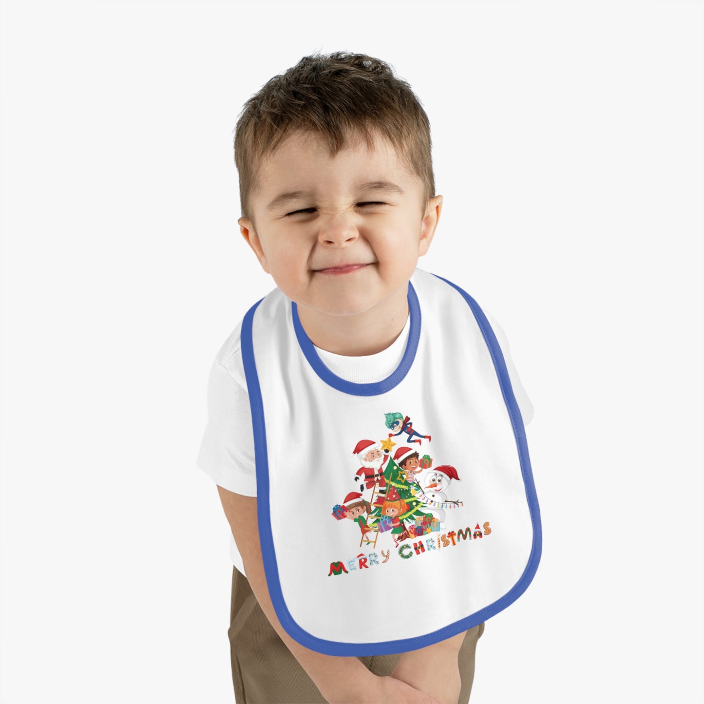 Baby Bib - Super kiddo making christmas tree with text