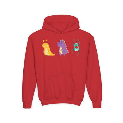 Youth Heavy Blend Hooded Sweatshirt - Colorful monsters Printify