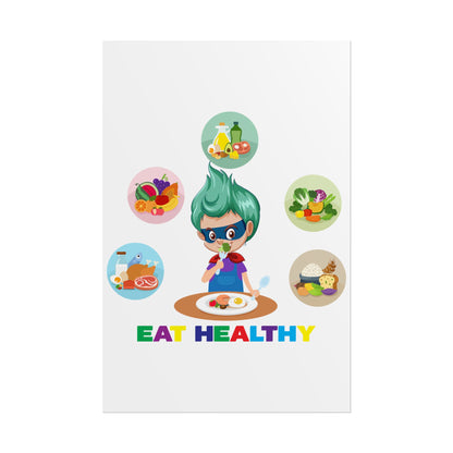 Rolled Posters - Supper kiddo showing healthy food to eat - [[{"value":"Wonderwear Kid"}]]