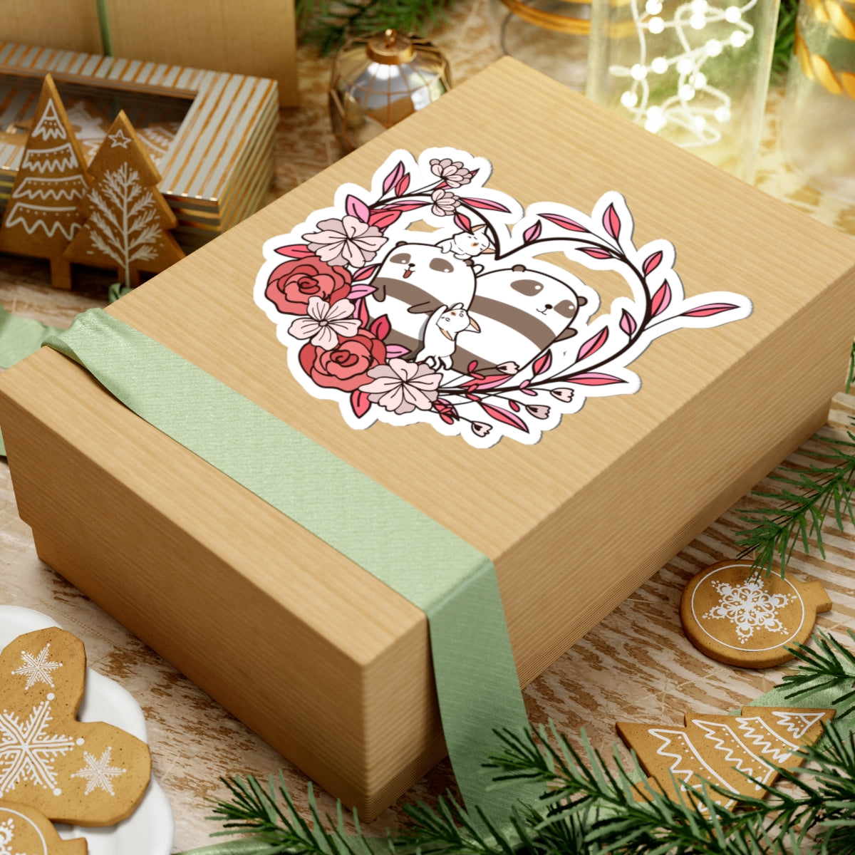 Kiss-Cut Stickers - Heart panda