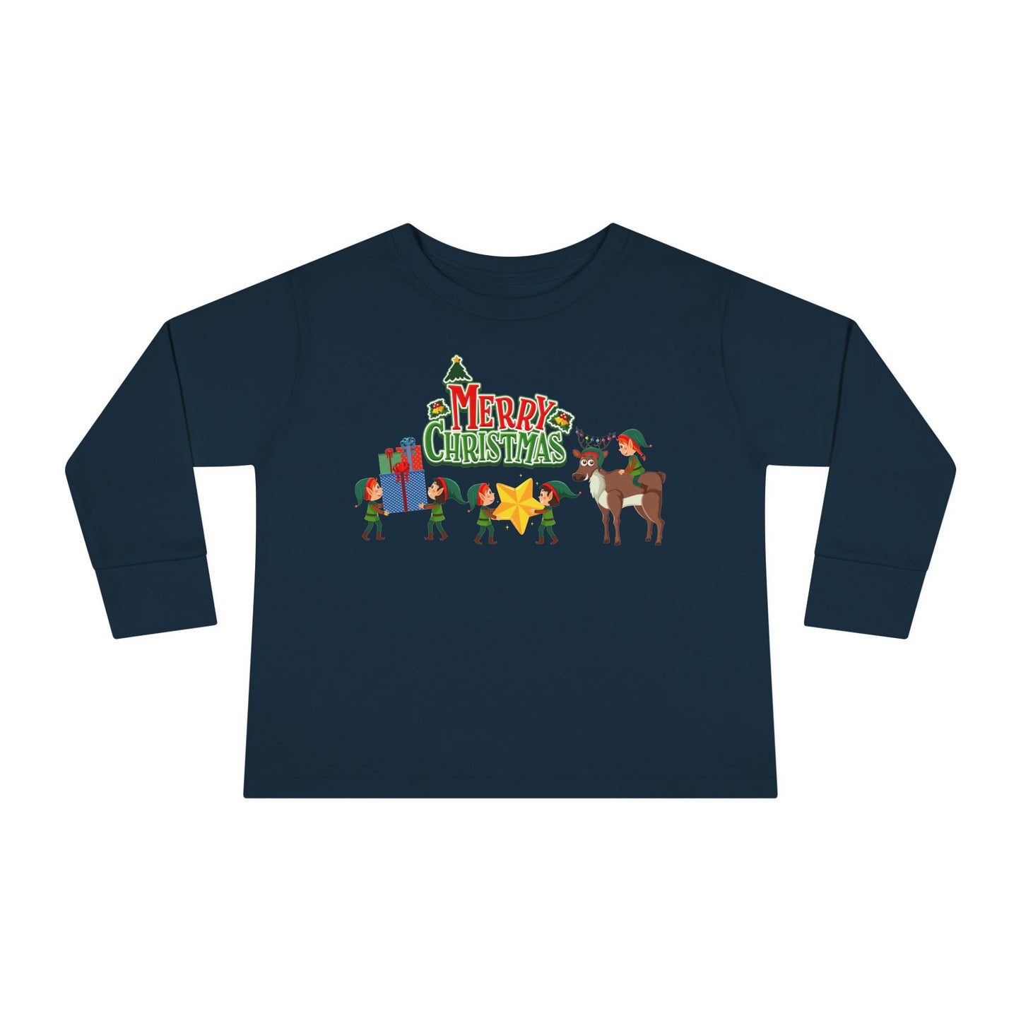Toddler Long Sleeve Tee - Merry christmas and reindeer - [[{"value":"Wonderwear Kid"}]]
