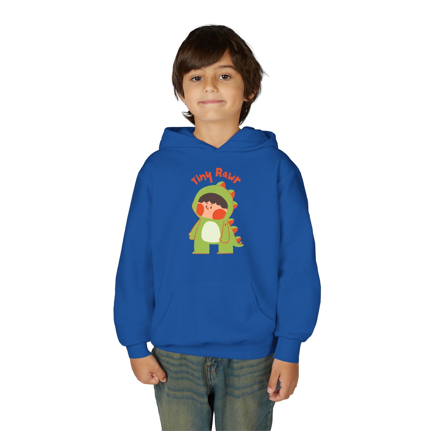 Youth Heavy Blend Hooded Sweatshirt - Tiny Raur, Cute Dino