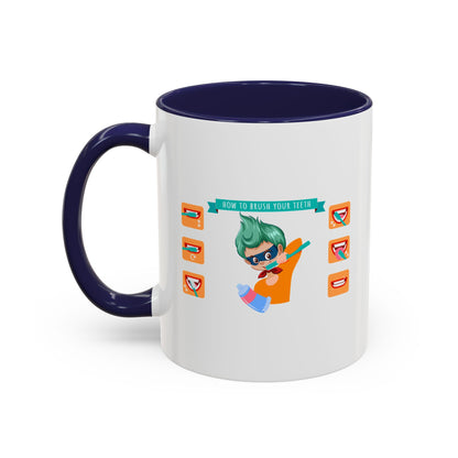 Accent Coffee Mug - Super kiddo how to brush teeth - [[{"value":"Wonderwear Kid"}]]