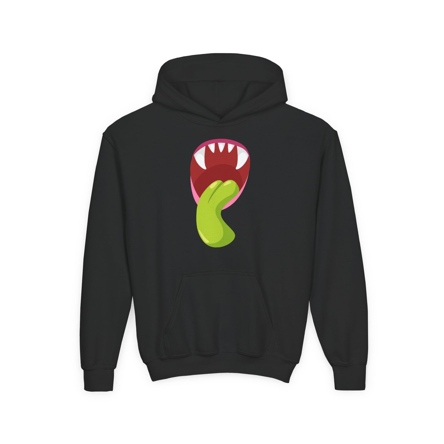 Youth Heavy Blend Hooded Sweatshirt - Monster showing tongue
