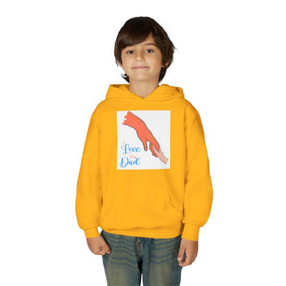 Youth Heavy Blend Hooded Sweatshirt -  Child and dad holding hands Printify