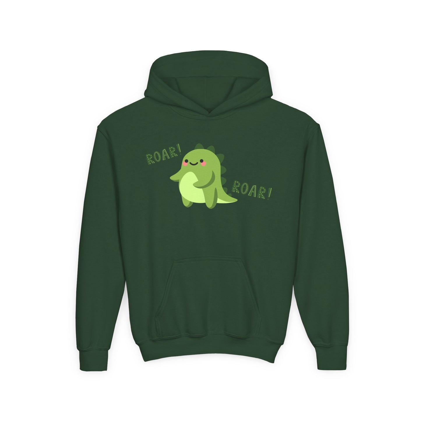 Youth Heavy Blend Hooded Sweatshirt - Cute Dinosaur Roar