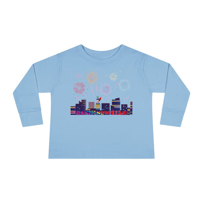 Toddler Long Sleeve Tee - Super kiddo with fireworks with text - [[{"value":"Wonderwear Kid"}]]