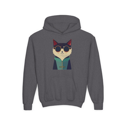 Kids Cool Cat Sunglasses Hoodie Printify