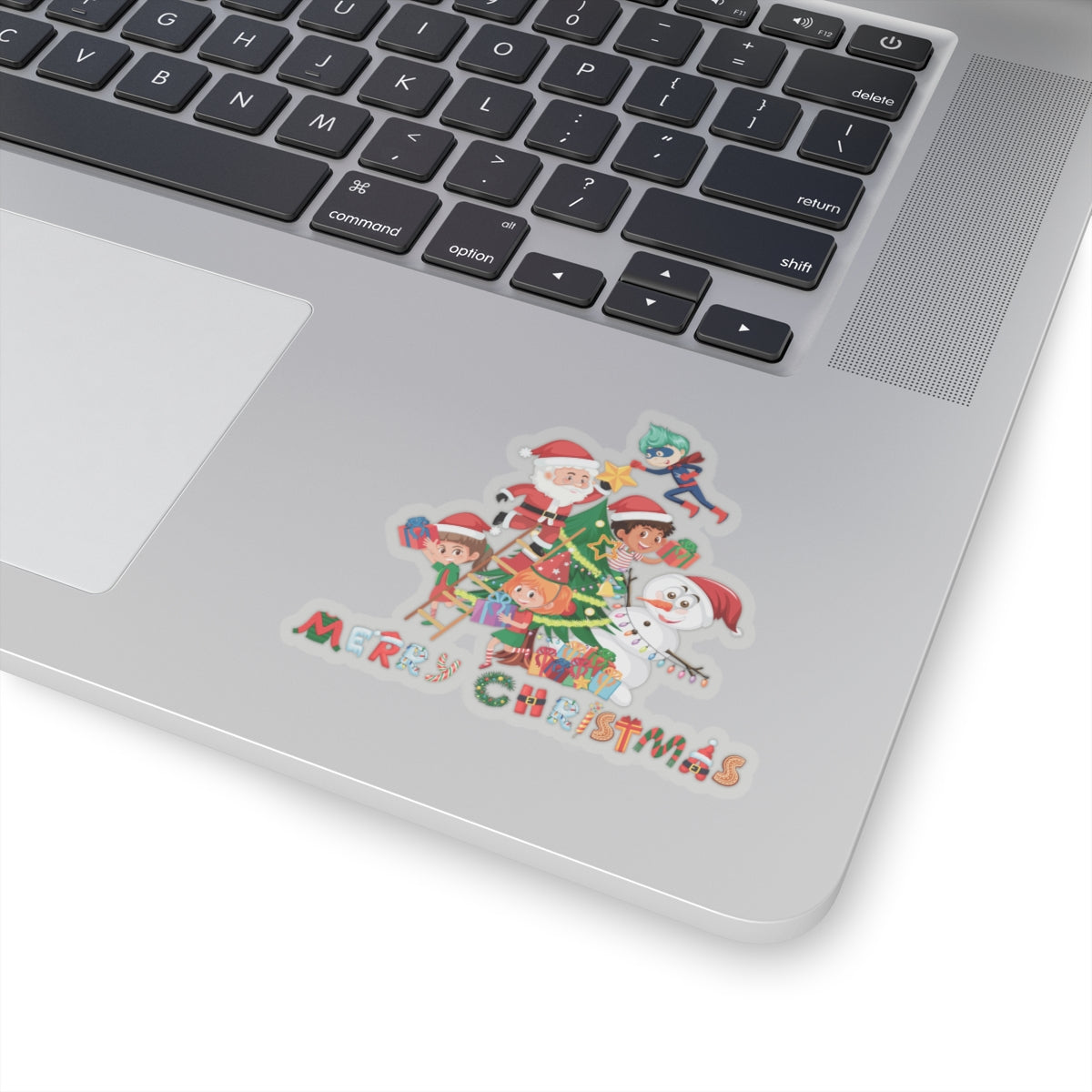 Kiss-Cut Stickers - Super kiddo making christmas tree with text - [[{"value":"Wonderwear Kid"}]]