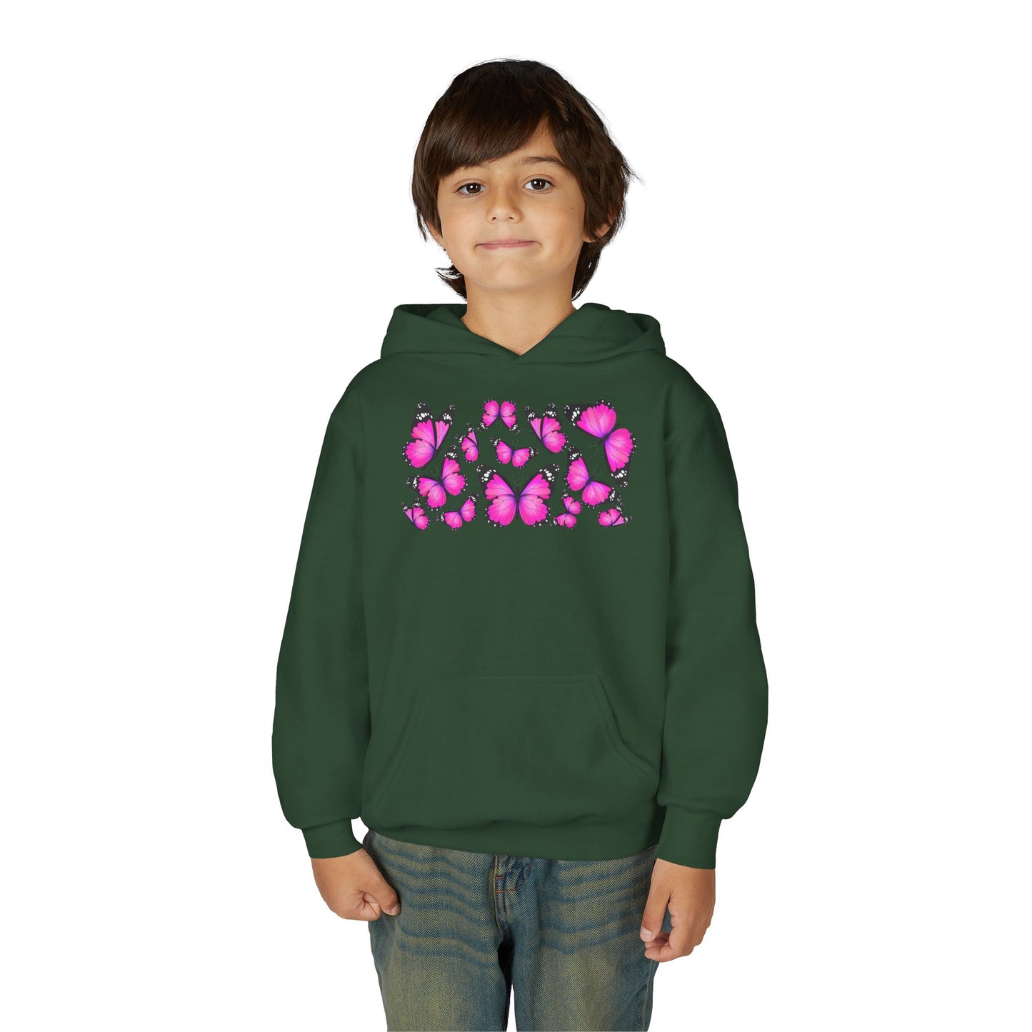 Youth Heavy Blend Hooded Sweatshirt -  Beautiful purple monarch