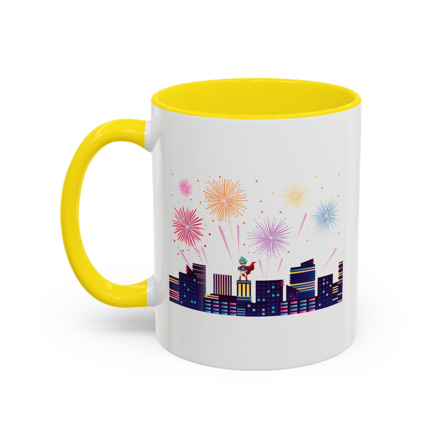 Accent Coffee Mug - Super kiddo with fireworks