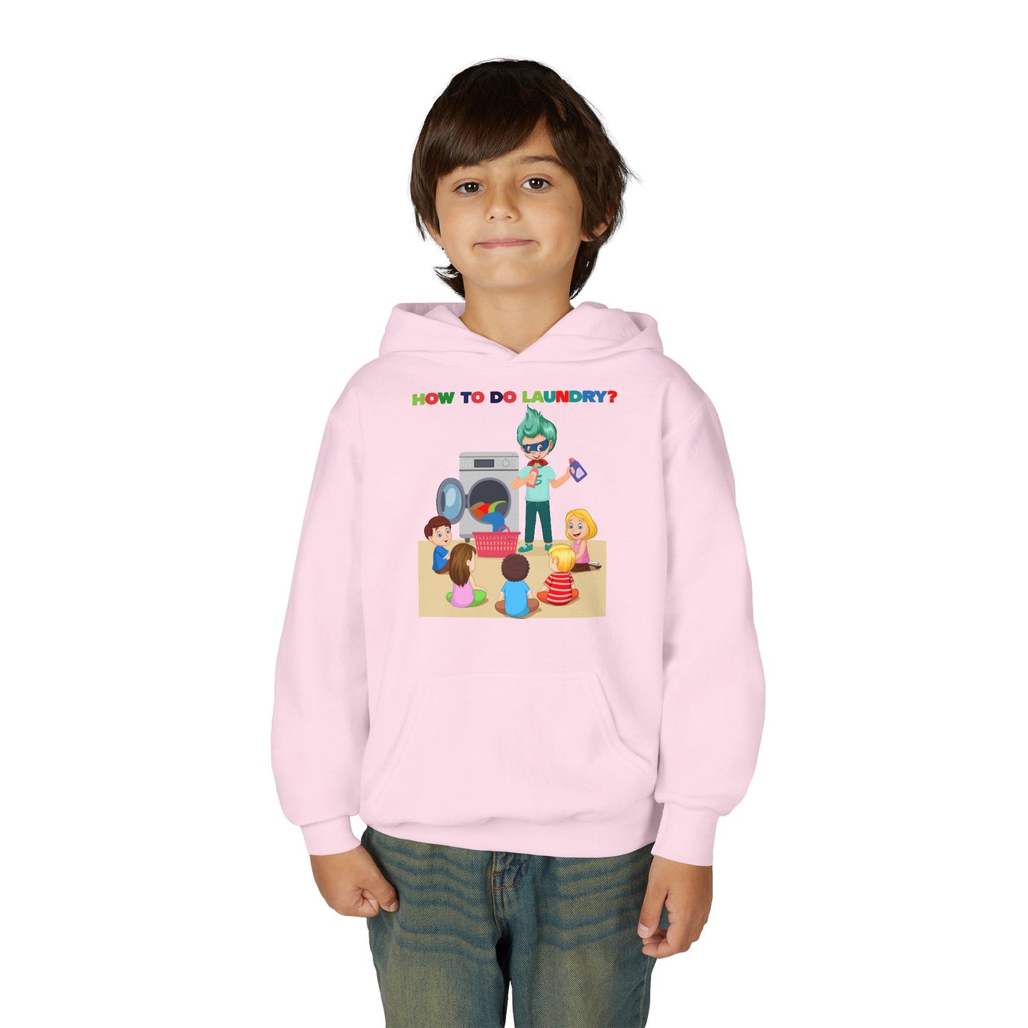 Youth Heavy Blend Hooded Sweatshirt - super kiddo teaching laundry