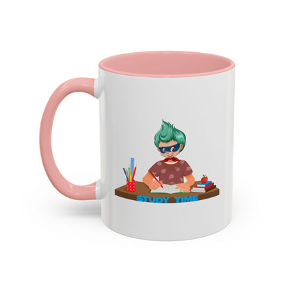 Accent Coffee Mug - Super kiddo studying - [[{"value":"Wonderwear Kid"}]]