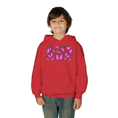 Youth Heavy Blend Hooded Sweatshirt -  Beautiful purple monarch Printify
