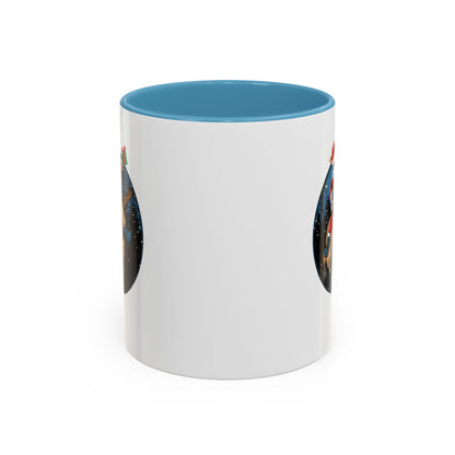 Accent Coffee Mug - Super kiddo riding a reindeer - [[{"value":"Wonderwear Kid"}]]