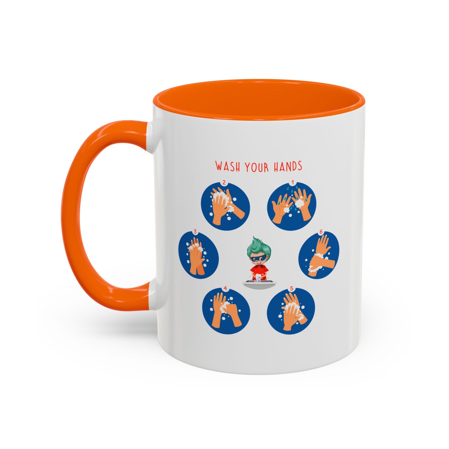 Accent Coffee Mug - Super kiddo teaching how to wash hands