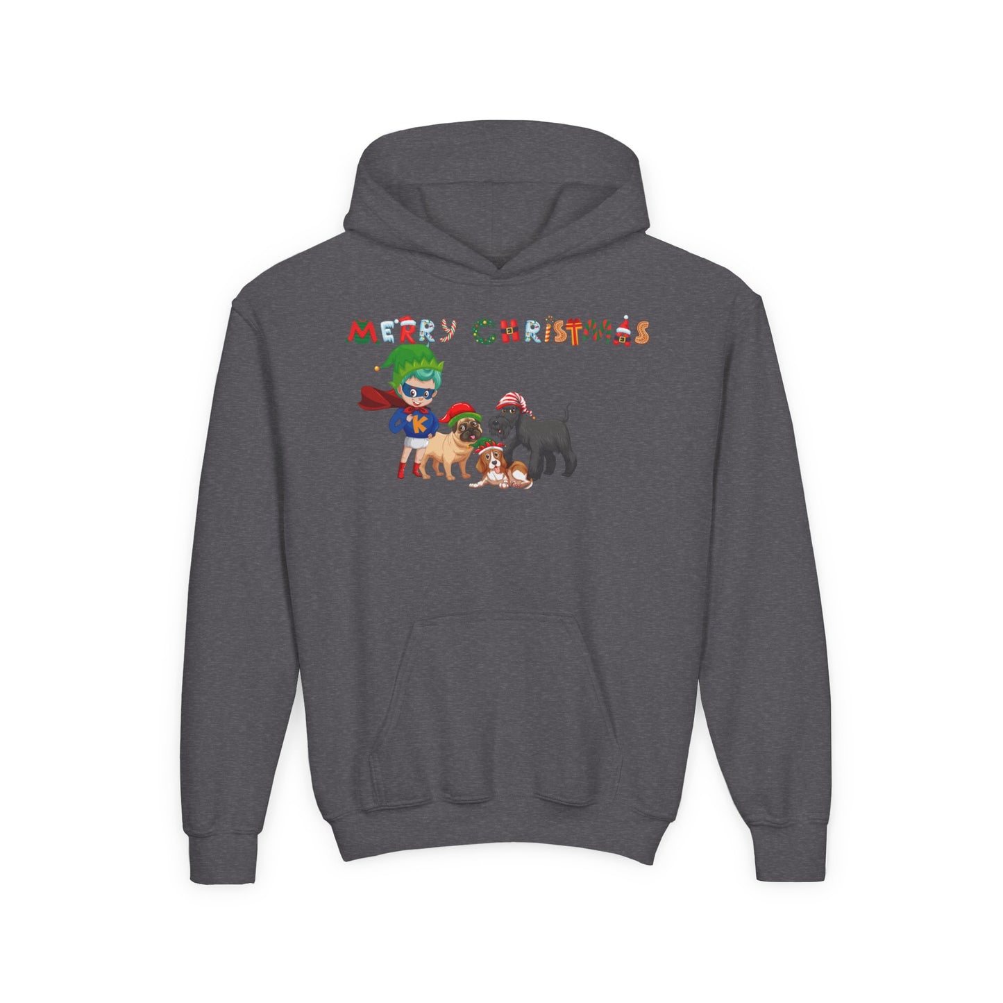 Youth Heavy Blend Hooded Sweatshirt - Super kiddo woith pet friends