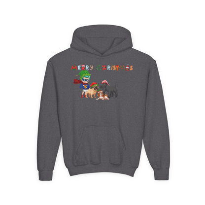 Youth Heavy Blend Hooded Sweatshirt - Super kiddo woith pet friends - [[{"value":"Wonderwear Kid"}]]