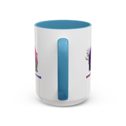 Accent Coffee Mug - Super kiddo flying on hunted house - [[{"value":"Wonderwear Kid"}]]