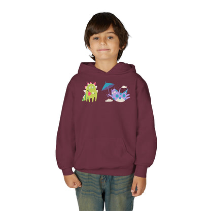 Youth Heavy Blend Hooded Sweatshirt - Monsters playing Printify