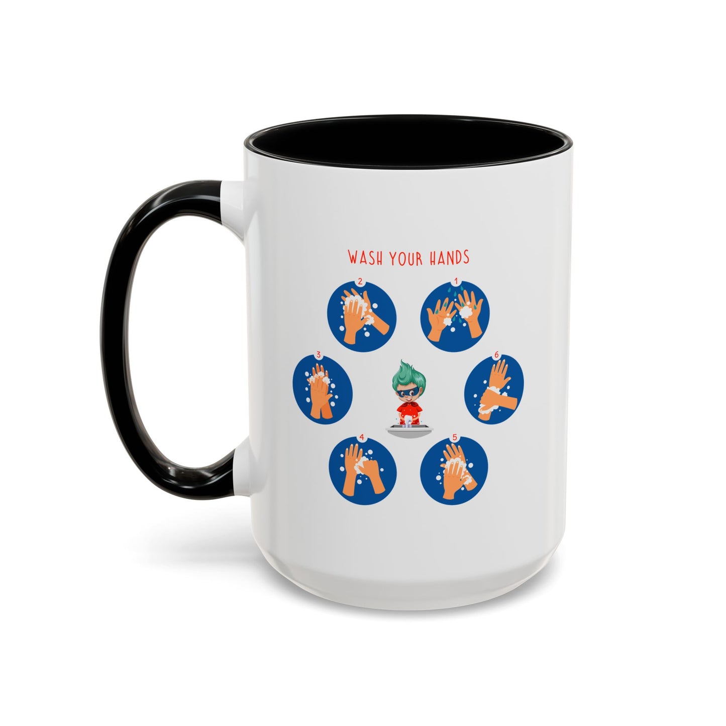 Accent Coffee Mug - Super kiddo teaching how to wash hands