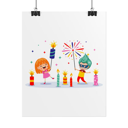 Rolled Posters - Super kiddo lighting fireworks - [[{"value":"Wonderwear Kid"}]]