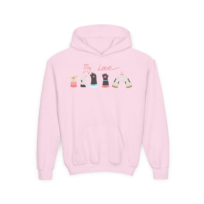 Youth Heavy Blend Hooded Sweatshirt - Paw My love Printify