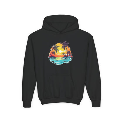 Youth Heavy Blend Hooded Sweatshirt - Summer tropical Printify