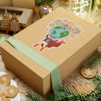 Kiss-Cut Stickers - Super kiddo holding globe - [[{"value":"Wonderwear Kid"}]]