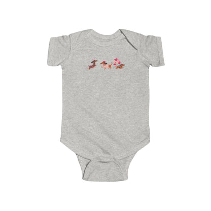 Infant Fine Jersey BodysuitValentines -  Cute Three Dachshund - [[{"value":"Wonderwear Kid"}]]