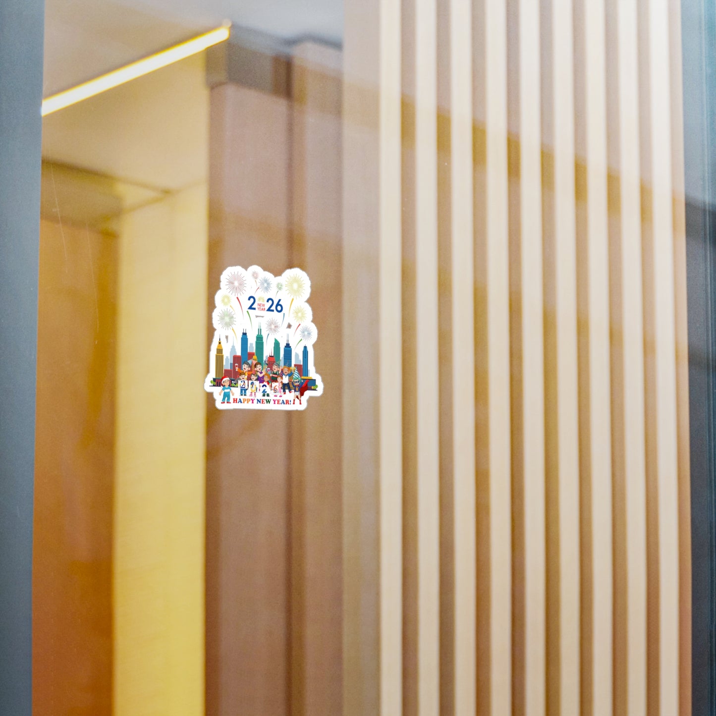 Christmas Kiss-Cut Vinyl Decals – Happy new year with fireworks - [[{"value":"Wonderwear Kid"}]]