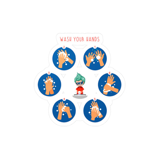 Halloween Kiss-Cut Vinyl Decals – Super kiddo teaching how to wash hands - [[{"value":"Wonderwear Kid"}]]