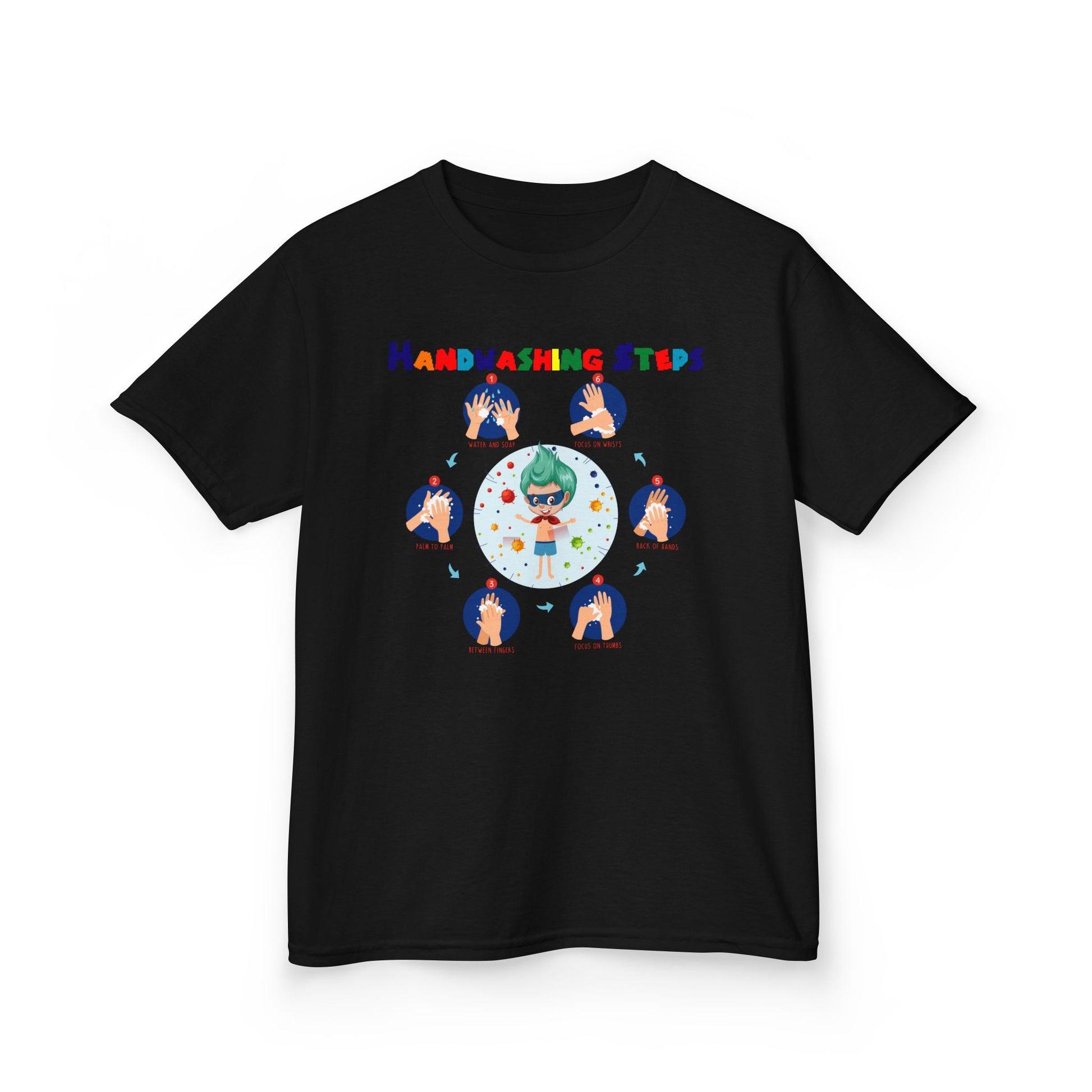Kids Heavy Cotton™ Tee - Super kiddo how to wash hand properly - [[{"value":"Wonderwear Kid"}]]