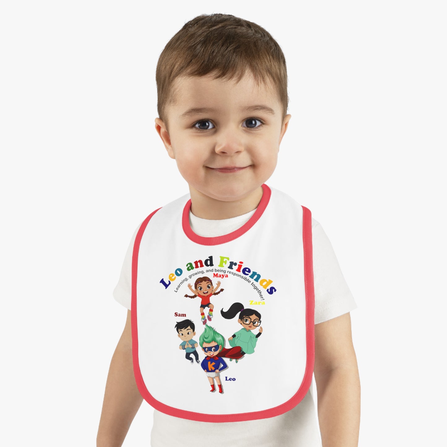 Baby Bib - Leo & Friends - Learning and growing