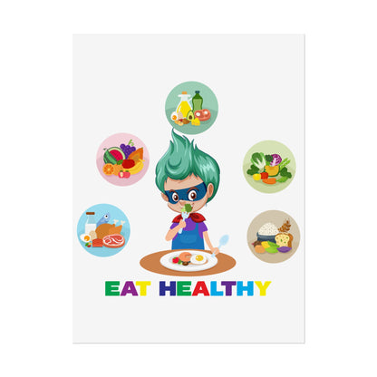 Rolled Posters - Supper kiddo showing healthy food to eat - [[{"value":"Wonderwear Kid"}]]