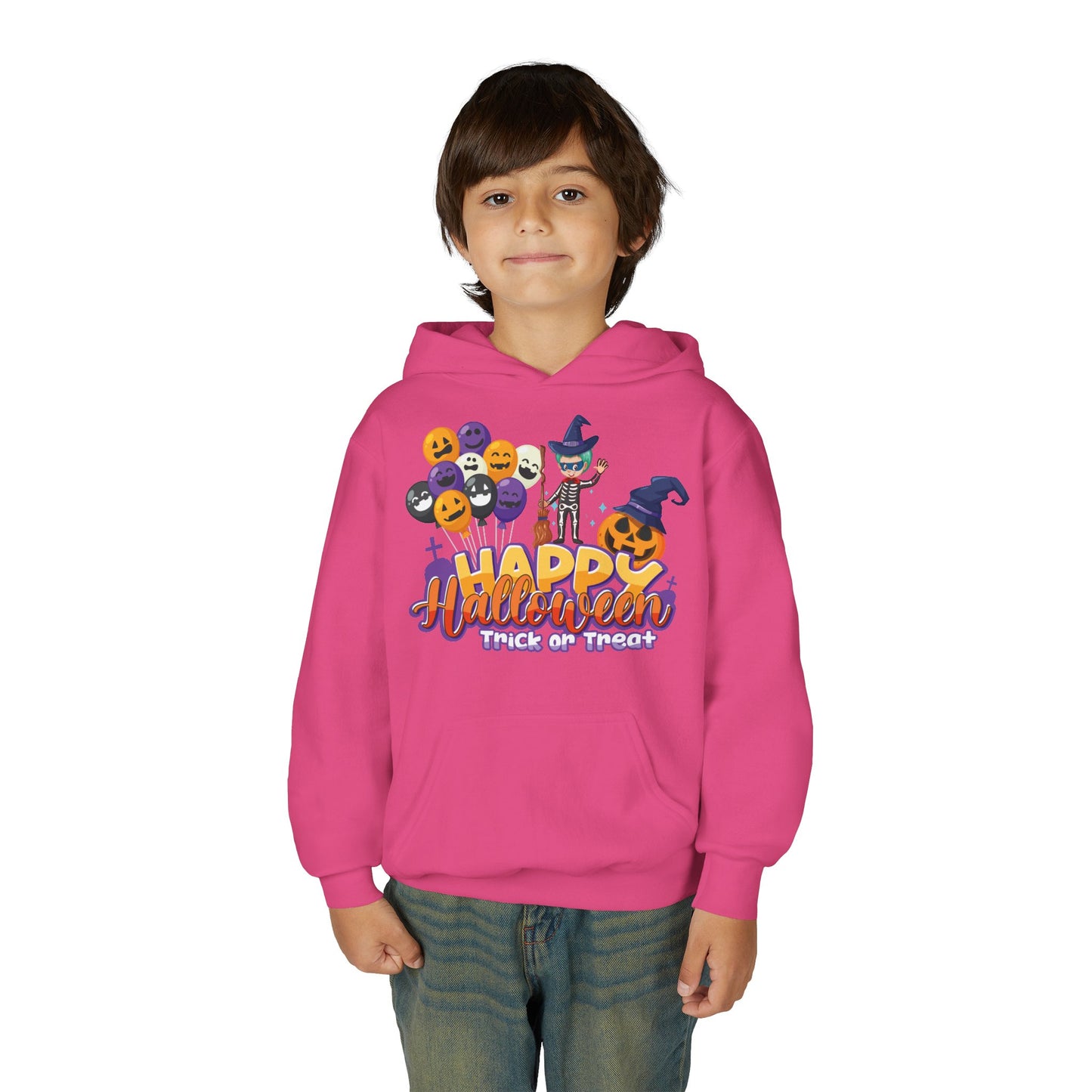 Youth Heavy Blend Hooded Sweatshirt - Happy halloween trick or treat